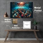 Buy Metal Poster : (Underwater world of a vibrant coral reef beneath a crystal clear sea)