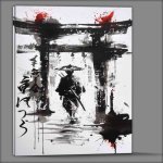 Buy Canvas : (Samurai walking under the torii gate poster art)