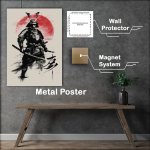 Buy Metal Poster : (black_and_white_samurai_poster_design_with_brush_st_e64943da-58a1-4c57-a6a3-b32ddbaab7e0)