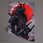 Buy Unframed Poster : (black_demon_samurai_dark_fantasy_style_with_two_kat_5eab28e0-6dd6-4ed4-982e-b6ff825c94db)
