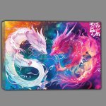Buy Canvas : (Two ethereal Dragons one white and the other pink)