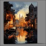 Buy Canvas : (Canals Midnight Boats Peacefully Rest)