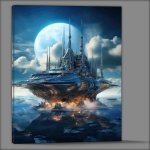 Buy Canvas : (Cosmic Ship Embraces the Moons Glow)
