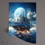 Buy Unframed Poster : (Cosmic Ship Embraces the Moons Glow)