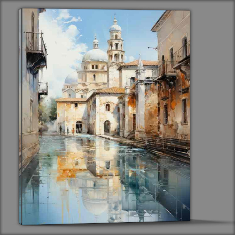 Buy Canvas : (Italian canal a Reflecetion on water)