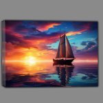 Buy Canvas : (Dreamy Ocean Canvas Sailboats Evening Drift)