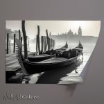 Buy Unframed Poster : (Gondola Moments Venice In Black White)
