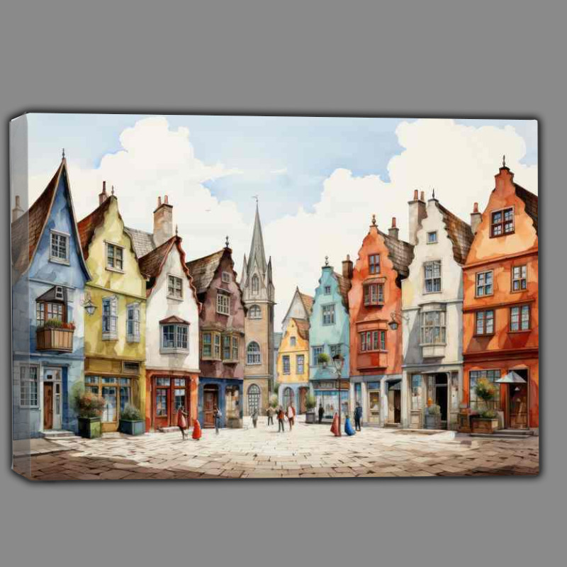 Buy Canvas : (Whimsical Village Dreams Colourful Fantasy World)