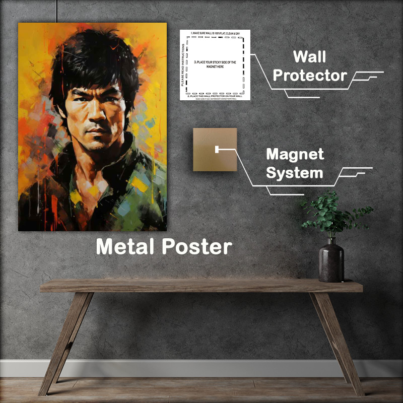 Buy Metal Poster : (Virtual Shadows Bruce Lee Very colourful)