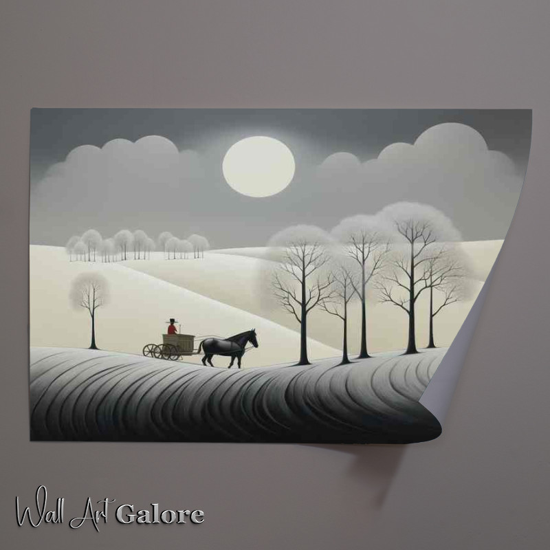 Buy Unframed Poster : (Black and White Horse Ride Country)