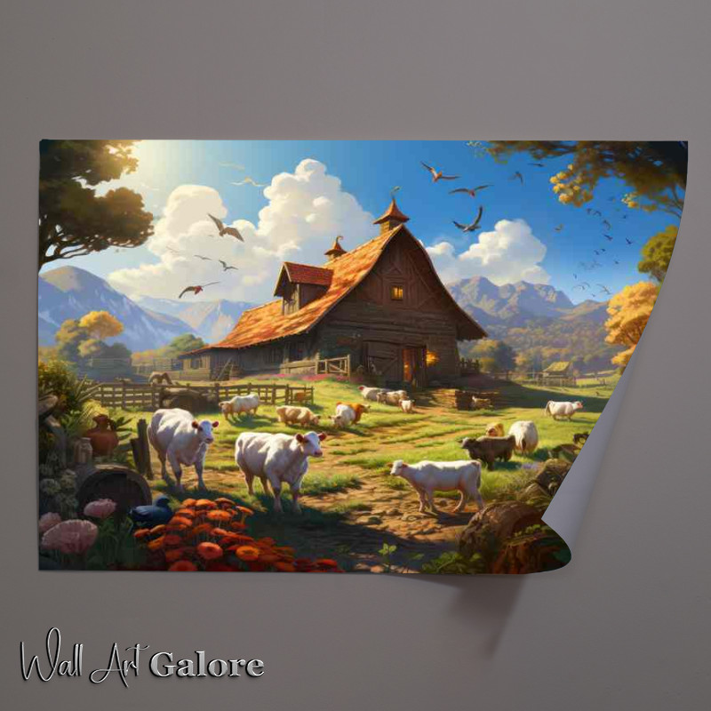 Buy Unframed Poster : (Classic Beauty Rustic Farmyard with Cows)