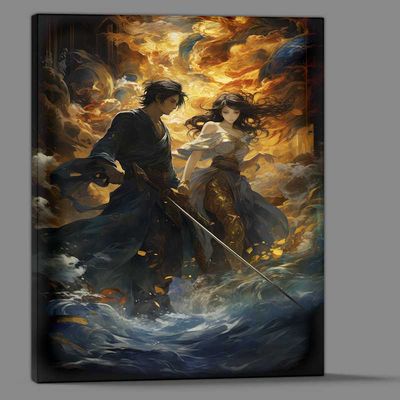 Buy Canvas : (Characters in the water holding swords)