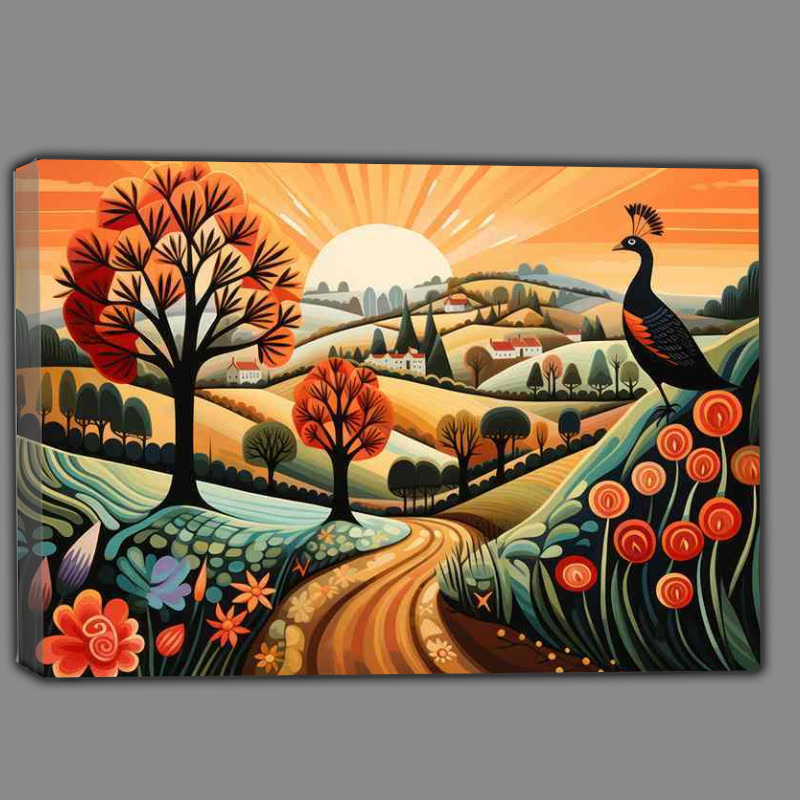 Buy Canvas : (Countryside Whimsy Pheasant Amongst Scenic Beauty)