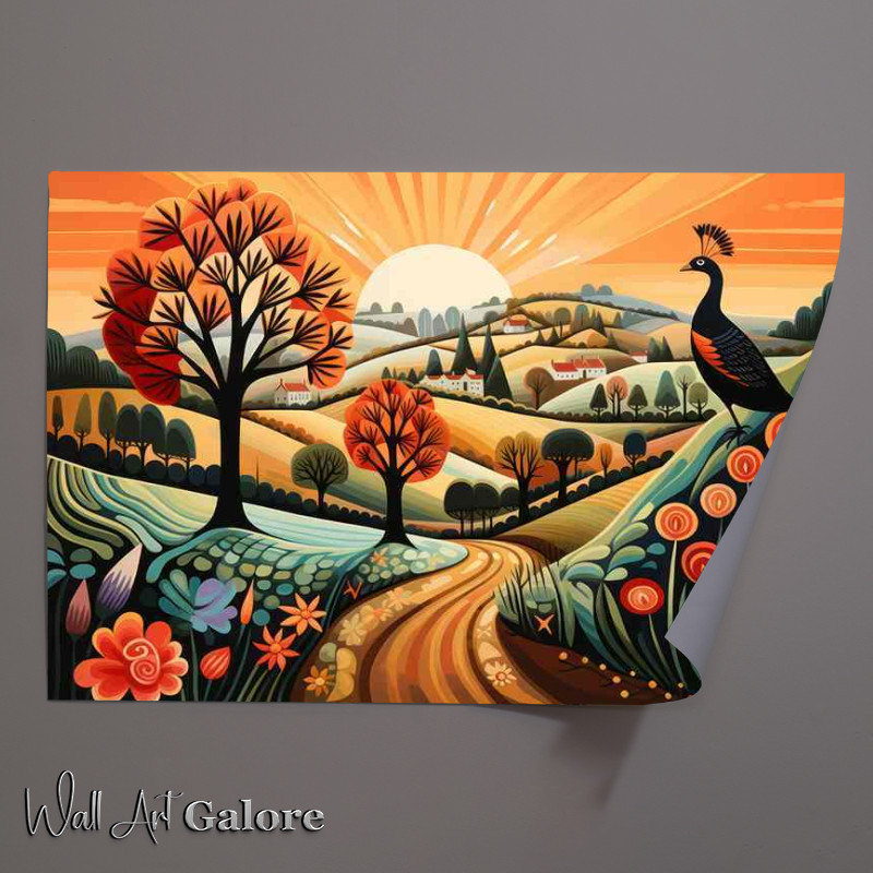 Buy Unframed Poster : (Countryside Whimsy Pheasant Amongst Scenic Beauty)