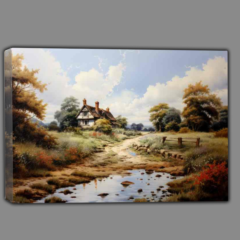 Buy Canvas : (Countryside haven Old Cottage by English River)