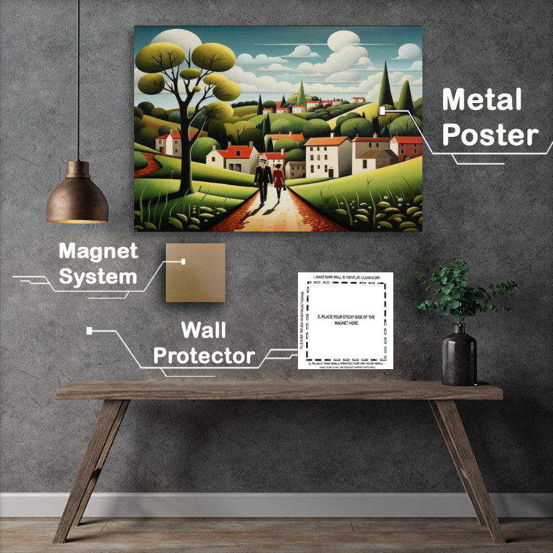 Buy Metal Poster : (Enchanting Whimsy Village Lifes Colorful Charm)