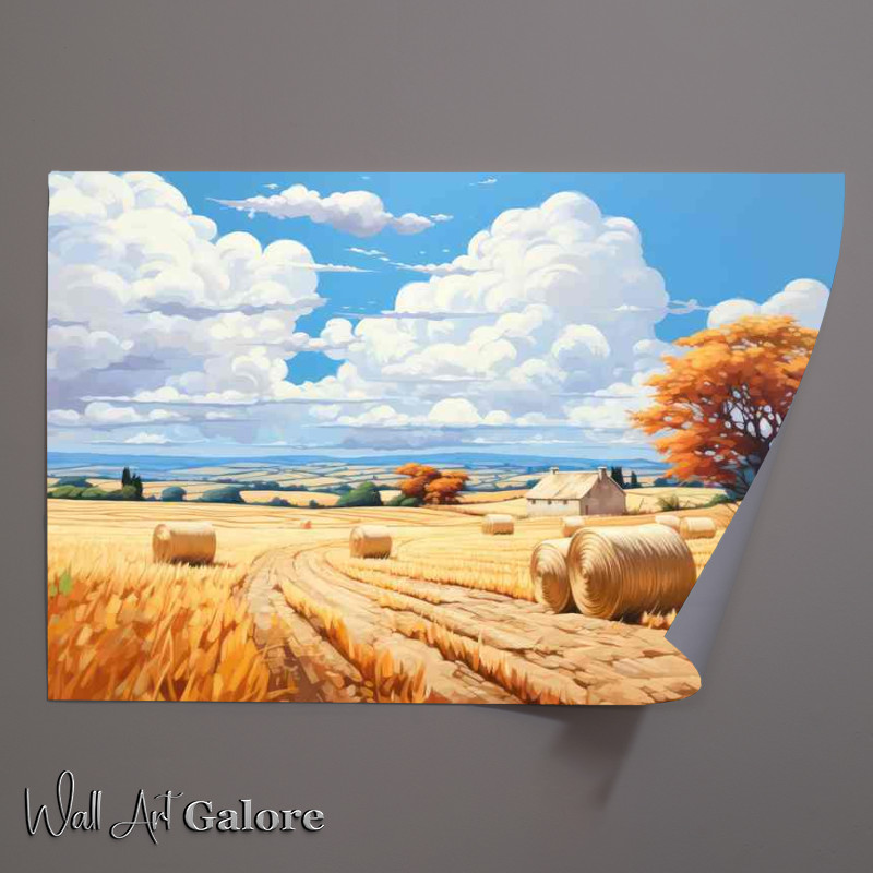 Buy Unframed Poster : (Golden Fields Farmers Harvest Hay Bales)