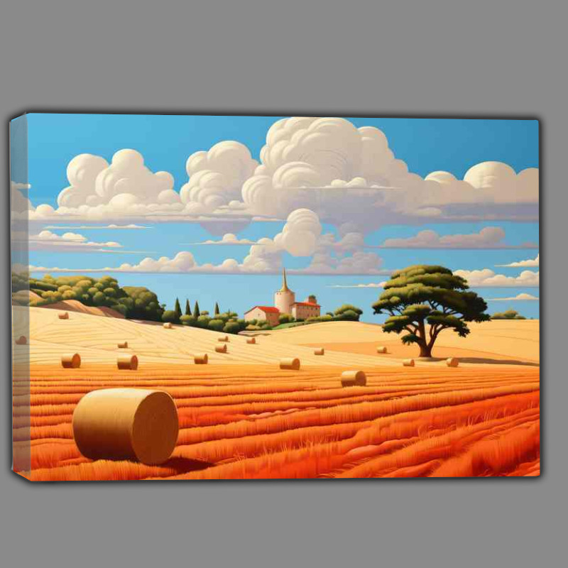 Buy Canvas : (Harvest Beauty Farmers Fields with Golden Bales)