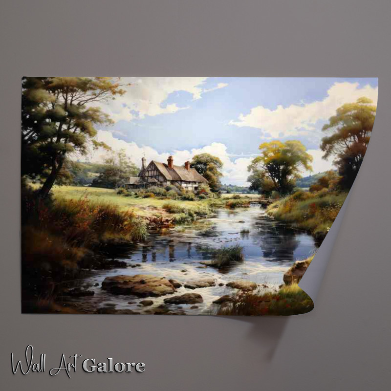 Buy Unframed Poster : (Magic English Countryside Riverside Cottage)