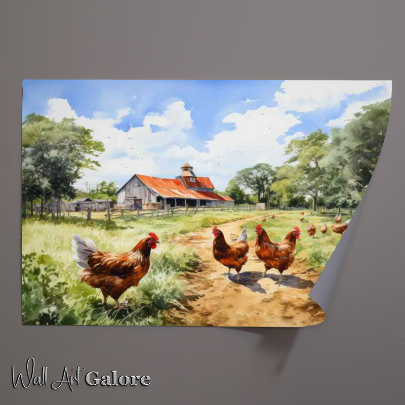 Buy Unframed Poster : (Morning Cluck Classic Chickens Farm Charm)