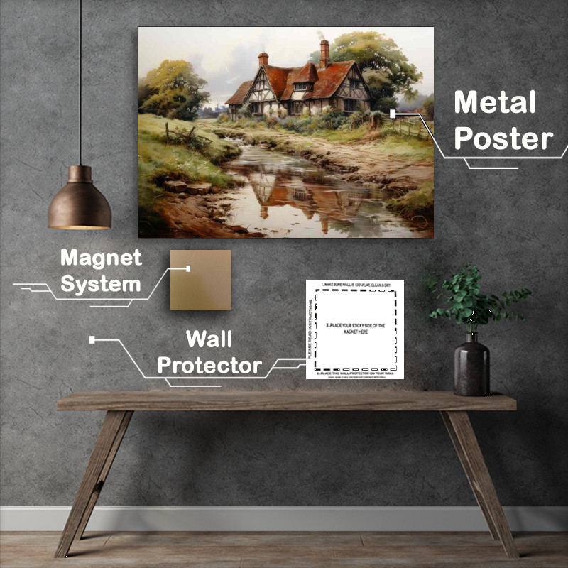 Buy Metal Poster : (Pastoral Elegance Old English Countryside Tranquility)