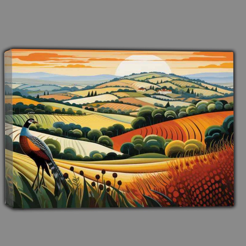 Buy Canvas : (Pheasant in Fields Countryside Scenic Harmony)