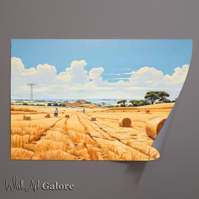 Buy Unframed Poster : (Picturesque Harvest Golden Hay Bales Fields)