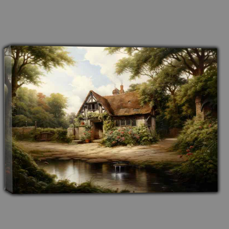 Buy Canvas : (Riverside Dreams Old English Cottage Charm)