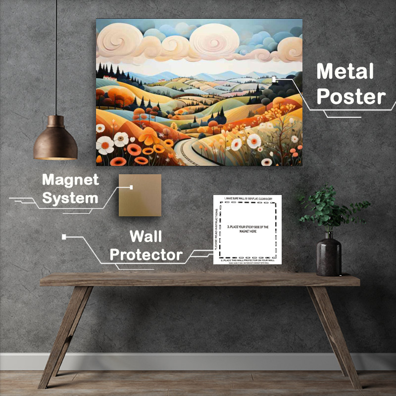 Buy Metal Poster : (Rolling Whimsy Enchanted Hills Landscape Dream)