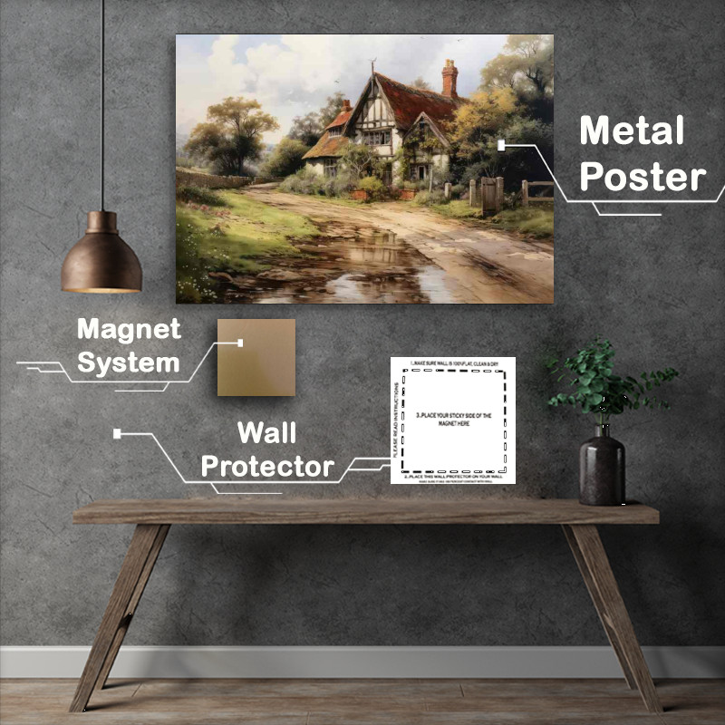 Buy Metal Poster : (Rustic Charm Old English Countryside Homestead)