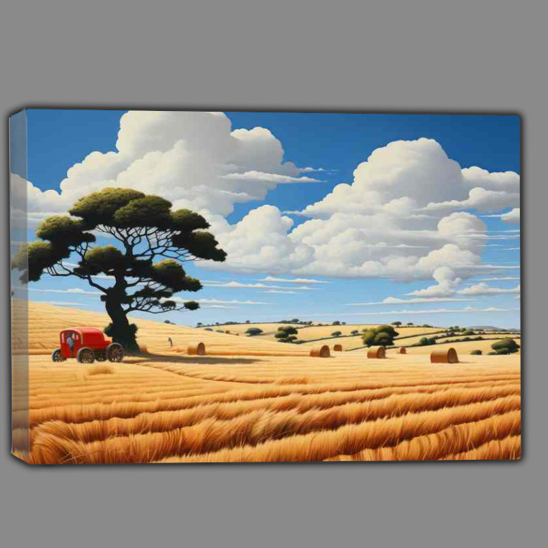 Buy Canvas : (Rustic Fields Golden Hay Bales Beauty)