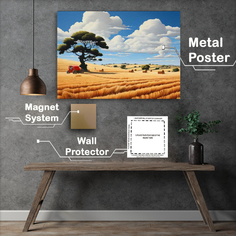 Buy Metal Poster : (Rustic Fields Golden Hay Bales Beauty)
