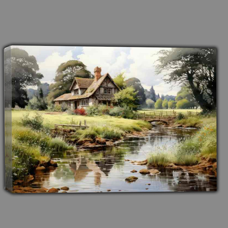 Buy Canvas : (Rustic Harmony River Winds Through Countrysid)