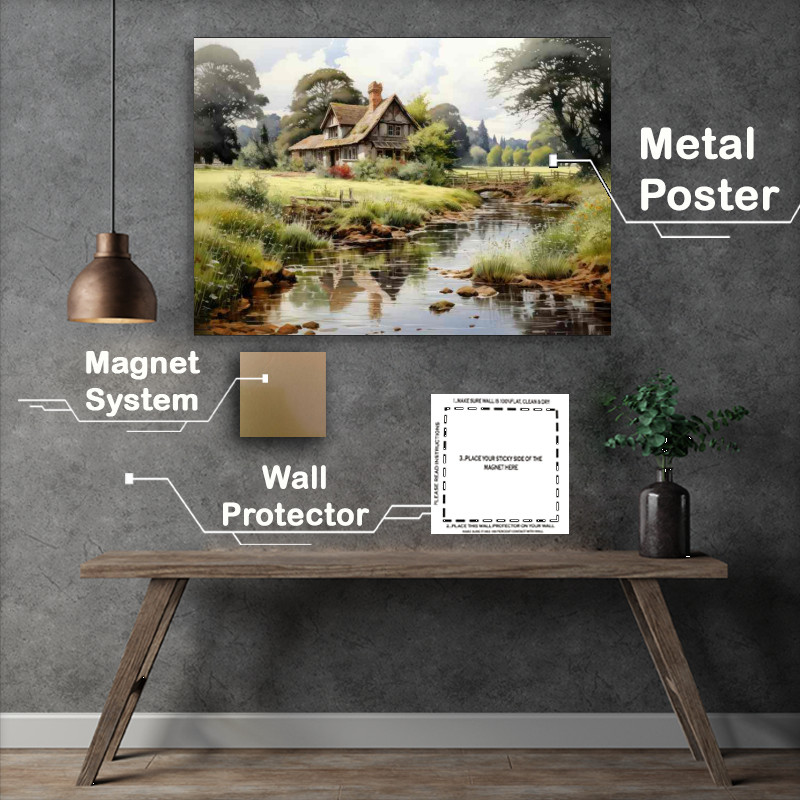 Buy Metal Poster : (Rustic Harmony River Winds Through Countrysid)