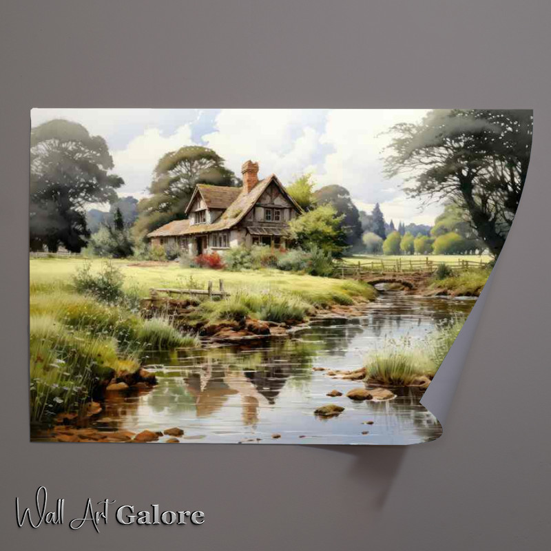 Buy Unframed Poster : (Rustic Harmony River Winds Through Countrysid)