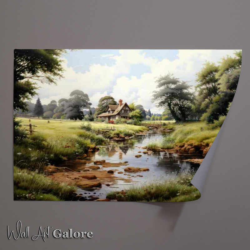Buy Unframed Poster : (Rustic Serenity Countrysides Gentle River Idyllic)