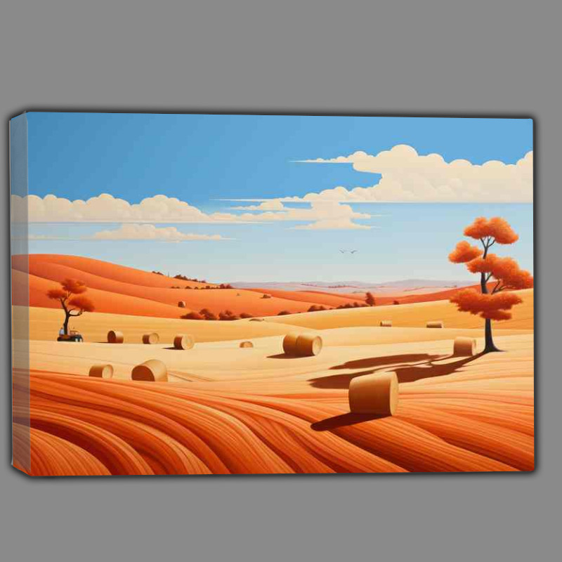 Buy Canvas : (Rustic Tranquility Fields of Hay Bales)