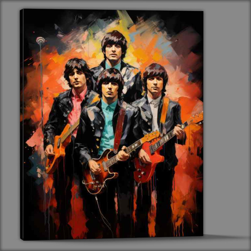 Buy Canvas : (Beatles group Very colourful splast of art)