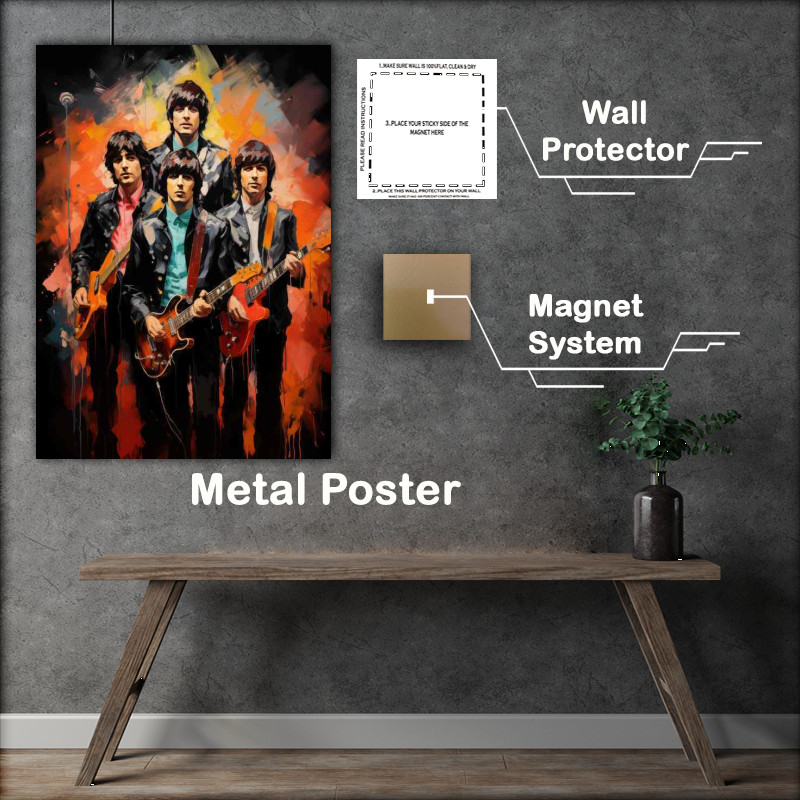 Buy Metal Poster : (Beatles group Very colourful splast of art)