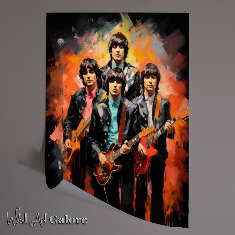 Buy Unframed Poster : (Beatles group Very colourful splast of art)