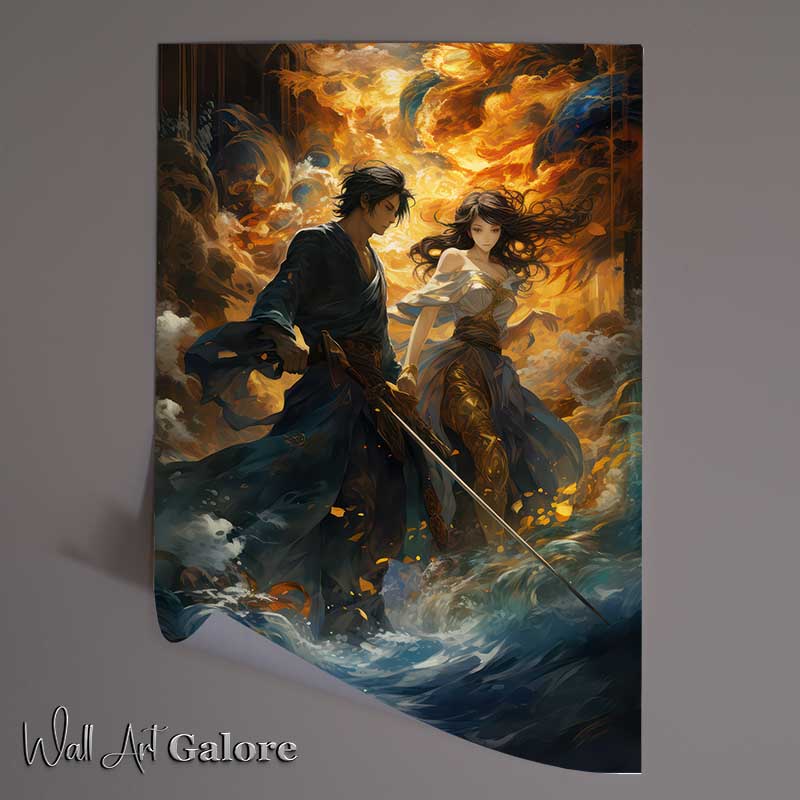 Buy Unframed Poster : (Characters in the water holding swords)