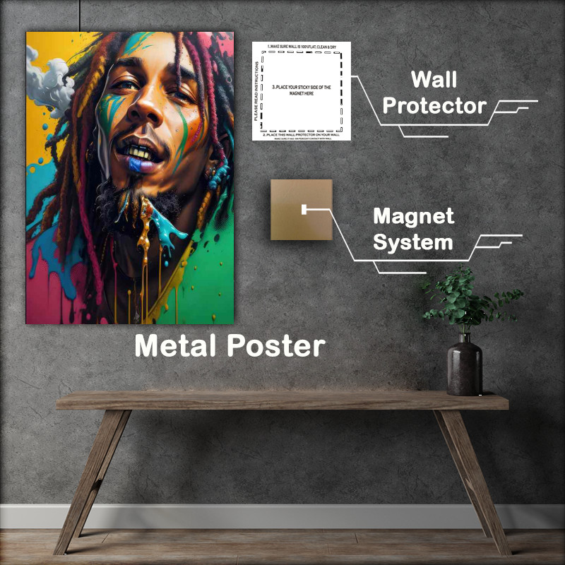 Buy Metal Poster : (Bob Marley jamming splash art)