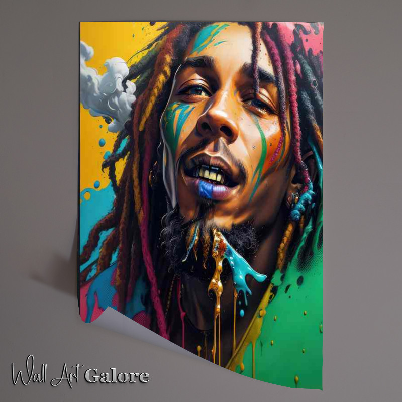 Buy Unframed Poster : (Bob Marley jamming splash art)