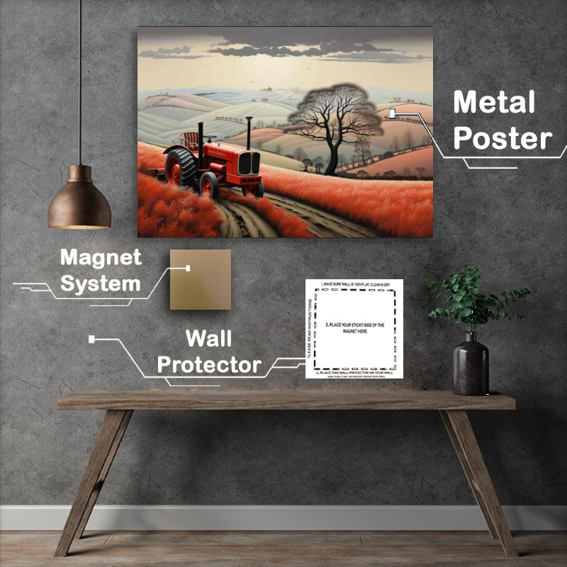 Buy Metal Poster : (Vintage Charm Classic Tractor Countryside Beaut)