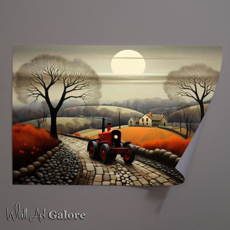 Buy Unframed Poster : (Vintage Elegance Classic Tractor in Countryside)