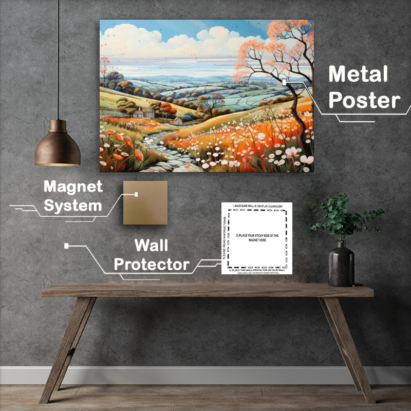 Buy Metal Poster : (Whimsical Beauty Countryside Visions in Pastel)
