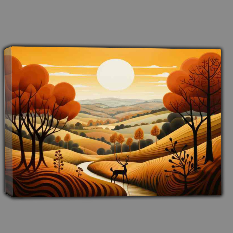 Buy Canvas : (Whimsical Charm deer Roaming on Farm)