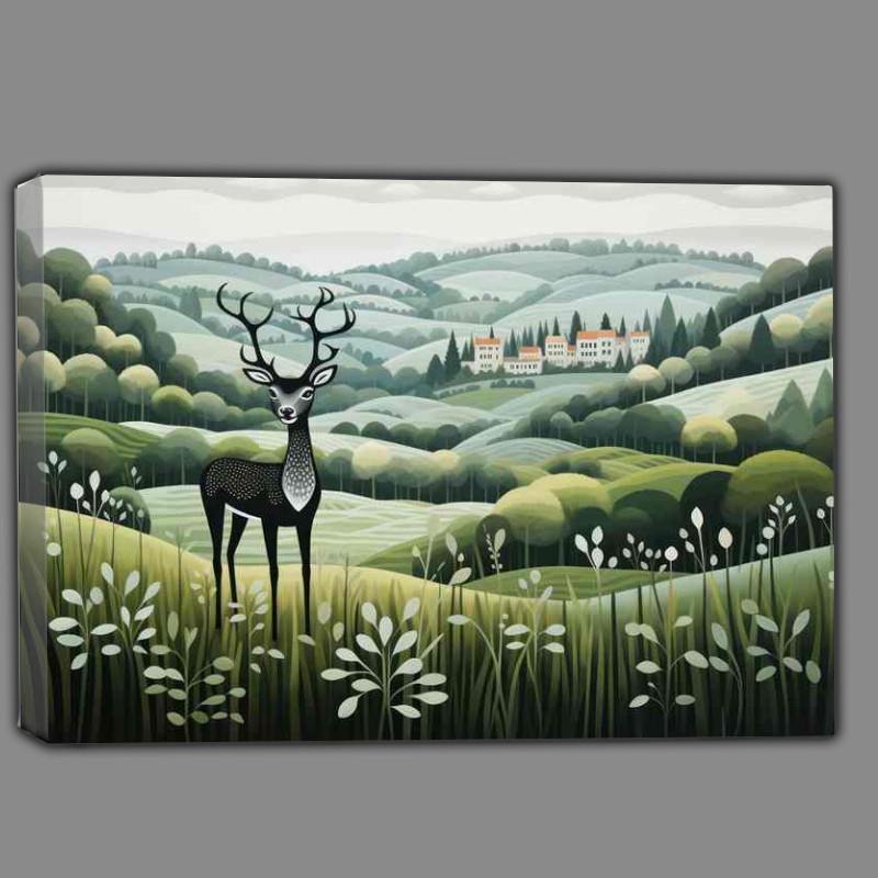 Buy Canvas : (Whimsical deer In Countryside)