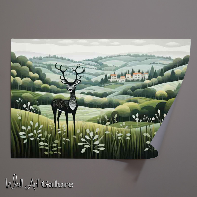 Buy Unframed Poster : (Whimsical deer In Countryside)