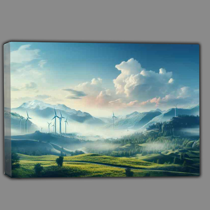 Buy Canvas : (Wind Turbines And Fields In The Countryside)